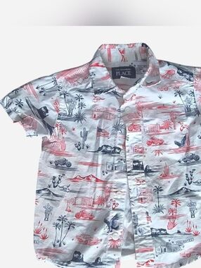 The Children's Place White Short-Sleeve Shirt with Red & Navy Print